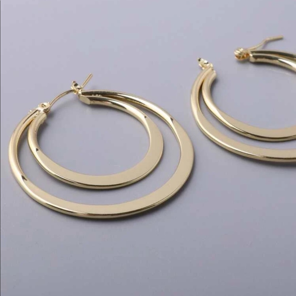 New Golden Tone Layered Hoops